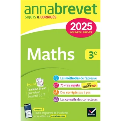 Image de Annales du brevet Annabrevet 2025 Maths 3e Nouveau