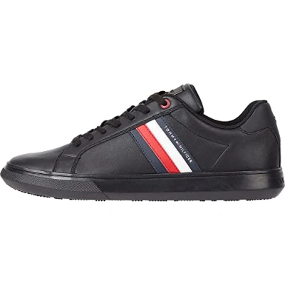 Image de Tommy Hilfiger Essential Leather Cupsole Fm0fm04921 Baskets pour homme, Noir Triple Noir, 42 EU