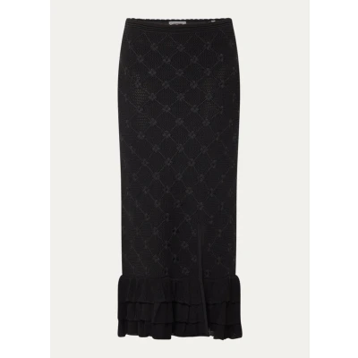 Afbeelding van sandro JUPE MIDI Grand Volant BAS Pointelle Kokerrok, Dames, Maat: 38, Noir