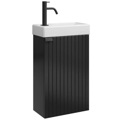 Afbeelding van Badplaats Toiletmeubel Bosco 40 x 22 cm Mat Zwart Fonteinmeubel met Wastafel