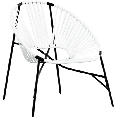 Afbeelding van vidaXL Tuinstoel Egg poly rattan zwart wit