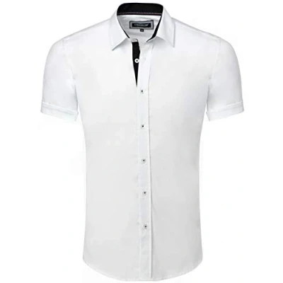 Afbeelding van Carisma Casual overhemd met korte of lange mouwen naar keuze, slim fit, voor vrije tijd, zaken, bruiloften, Wit