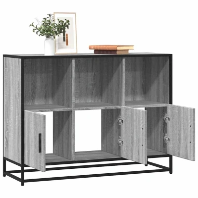 Afbeelding van vidaXL Dressoir 100x35x76 cm bewerkt hout grijs sonoma eikenkleurig