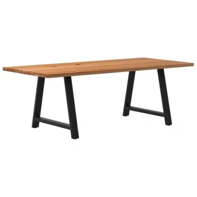 Afbeelding van vidaXL Eettafel rechthoekig 220x100x74 cm massief eikenhout lichtbruin