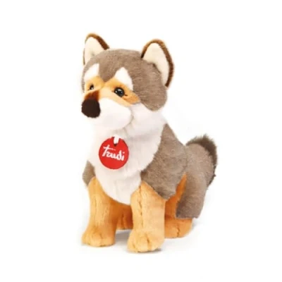 Afbeelding van Trudi Lupetto wolf Pluche spel Park Collection. kerstcadeau. Bosdieren 21x22,5x9 cm maat S Collectie Parc del Stelvio model 24046