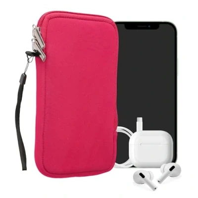 Afbeelding van kwmobile telefoontasje universeel geschikt voor XL 6,7/6,8&quot; smartphones 17,2 x 8,4 cm Hoesje met rits en polslusje In roze
