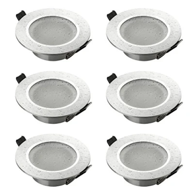 Afbeelding van SEBSON Set van 6 badkamerinbouwspots, IP44, geborsteld aluminium, 70 mm gatdiameter met GU10 fitting voor LED / halogeen