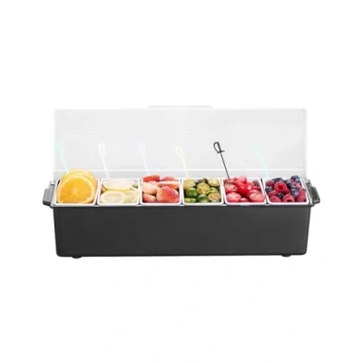 Image de VEVOR Saladette Réfrigérée à Poser 6 Bacs avec Couvercle pour Ingrédients Fruits