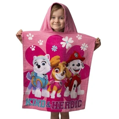 Afbeelding van Jerry Fabrics Paw Patrol Heroic Ponch strandhanddoek, 115 x 50 cm, superzachte kinderponcho en sneldrogende absorberende katoenen handdoek voor kinderen, zomerbenodigdheden kinderen