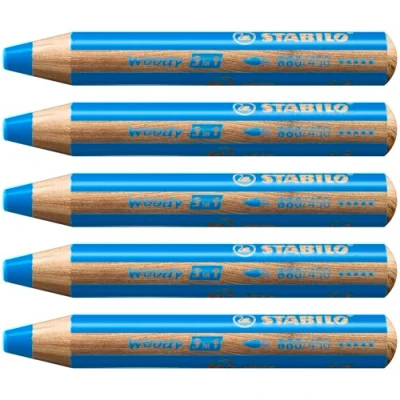 Afbeelding van Kleurpotloden STABILO 880 woody 3 in 1 multitalent lichtblauw