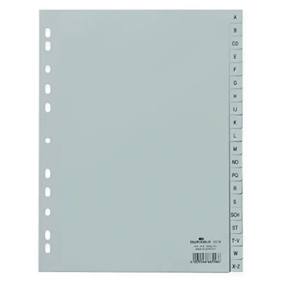 Afbeelding van Durable 6510 Register DIN A4 A Z Polypropyleen Grijs 20 tabbladen Bedrukte tabs 651010