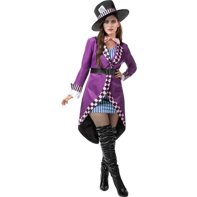 Afbeelding van Funidelia Mad Hatter Kostuum voor vrouwen Hatter, Films &amp; Series, Alice in Wonderland Volwassenen Accessoire verkleedkleding en rekwisieten Halloween, carnaval feesten Maat 3XL Paars