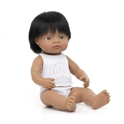 Afbeelding van Miniland Babypop Jongetje Met Vanillegeur 38 Cm Wit Pakje