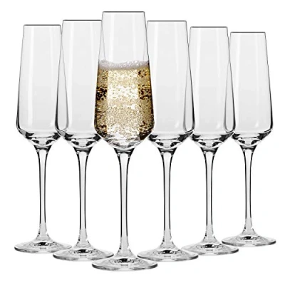 Afbeelding van KROSNO Kristal Champagne Fluitglas Set van 6 180 ML Avant Garde Collectie Perfect voor Thuis, Restaurants en Feesten Vaatwasser Veilig