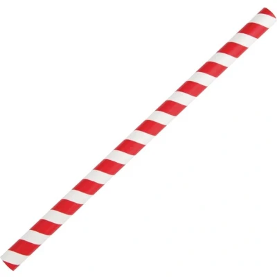 Afbeelding van Fiesta Compostable rood/wit gestreepte papieren smoothierietjes 21cm (250 stuks)