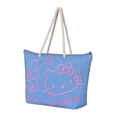 Afbeelding van KARACTERMANIA Soleil Beach Bag Sanrio Strandtas, Sanrio, uniseks, 1 stuk, Hello Kitty Blauw, Eén maat, Zon strandtas
