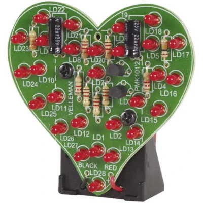 Afbeelding van Soldeerkit Whadda Valentijnshart (9V, 28 LEDs, Batterij)