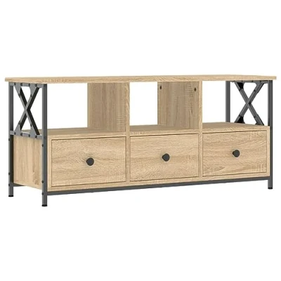 Image de vidaXL Meuble TV chêne sonoma 102x33x45 cm bois d&#039;ingénierie et fer831789