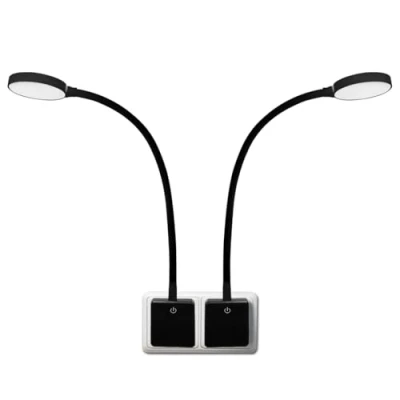 Afbeelding van ENUOTEK Zwanenhals, flexibel, zwart, leeslamp, nachtlampje, led, dimbaar, 4 W, 350 lm, verlichting, neutraal wit, 4000 K, geen afstandsbediening functie, 2 stuks
