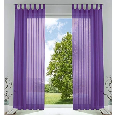 Afbeelding van Set van 2 transparante gordijnen voor woonkamer met loodveter 225 x 140 cm 61000CN violet