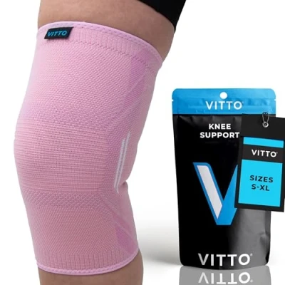 Afbeelding van VITTO Kniebrace voor dames en heren, ter verlichting van kniepijn, artrose de knie, meniscus (roze, S)