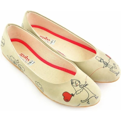 Afbeelding van GOBY Hartje Ballerinas Flats Hoge kwaliteit Handmade Meisjesprint Maat 37