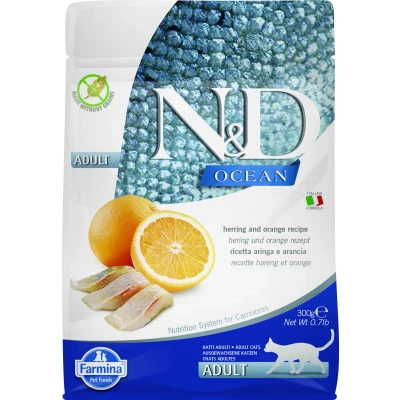 Afbeelding van N&amp;D Ocean kattenvoeding Haring met Sinaasappel 300 gr.