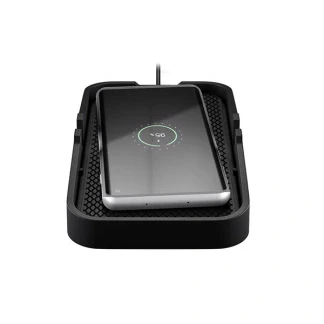 Afbeelding van Goobay draadloze snelle autolader 15 W, zwart oplaadmat geschikt voor smartphones en apparaten met de Qi standaard