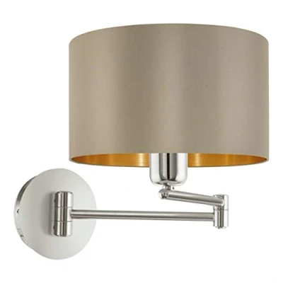 Afbeelding van EGLO Maserlo Wandlamp 1 Lichts ø230 mm. Nikkel Mat Taupe Goud