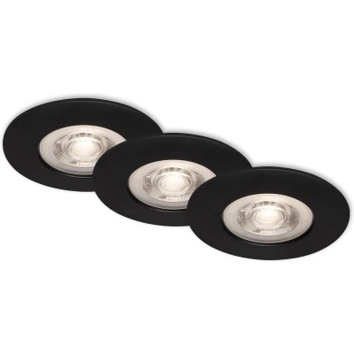 Afbeelding van Briloner Lichten LED inbouwlampen, set van 3, plafondlampen dimbaar, elk 5W, , 3.000 K, IP44, zwa