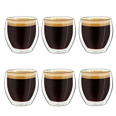 Afbeelding van Creano dubbelwandige espressoglazen, set van 6 100ml thermoglazen met zwevend effect