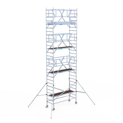 Afbeelding van Professionele aluminium rolsteiger 0.90x2.50x9.2m werkhoogte + dubbele voorloopleuning