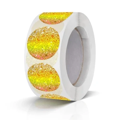 Afbeelding van Set van 500 ronde stickers 25 mm Kleurcode Kleine kleefpunten Laser goud
