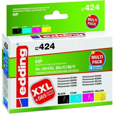 Afbeelding van Edding Inktcartridge vervangt HP 364XL, N9J74AE, CN684AE, CB323EE, CB324EE, CB325EE Compatibel Combipack Zwart, Cyaan, Magenta, Geel EDD 424
