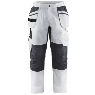Image de Pantalon peintre stretch blanc/gris foncé, poches flottantes