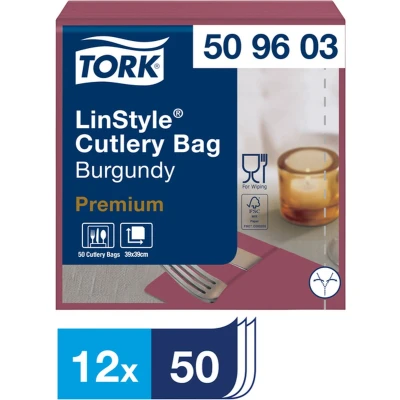 Afbeelding van Pochette Tork LinStyle® 1 laags 50st duurzaam bordeaux 509603