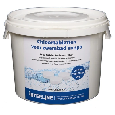 Afbeelding van Interline Chloortabletten 20 2,5 Kg Wit Zwembad Schoonmaak