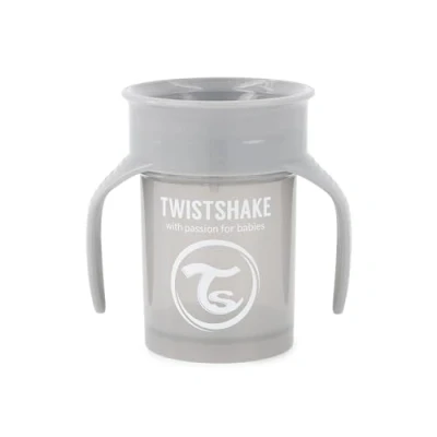 Afbeelding van Twistshake 360 leerbekers voor baby&#039;s, 230 ml, lekvrije drinkbeker graden rand, lekvrij, ergonomisch, BPA vrije kinderbeker, leerbeker grijs