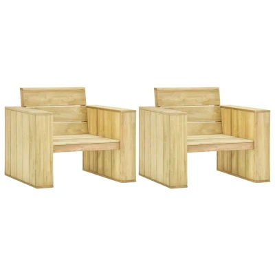Afbeelding van Tuinstoelen 2 st 89x76x76 cm geïmpregneerd grenenhout