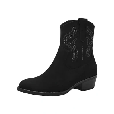 Afbeelding van Marco Tozzi Cowboy/Bikerlaarsjes, Dames, Maat: 40, Black Textiel
