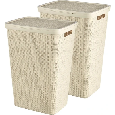 Afbeelding van Curver Jute Wasmand met deksel 58L 2 stuks Gebroken Wit