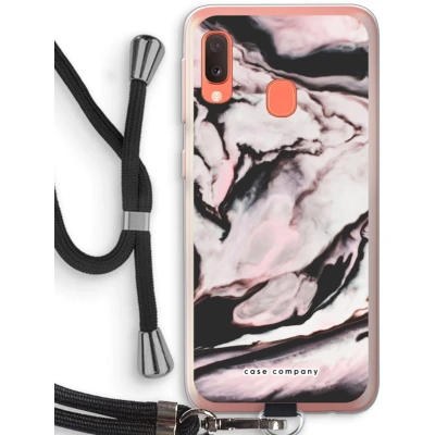 Afbeelding van Case Company® hoesje met Koord geschikt voor Samsung Galaxy A20e Roze stroom Telefoonhoesje Zwart Bescherming aan alle Kanten en Over de Schermrand