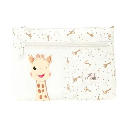 Afbeelding van Pennenetui met 2 vakken Sophie la Girafe Beige 23 x 16 3 cm