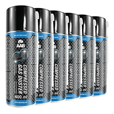 Afbeelding van 6 x AABCOOLING droge luchtbom, 400 ml, gecomprimeerde luchtfles, reiniging van computers, stofverwijdering, geurloze aerosol, computerreiniger