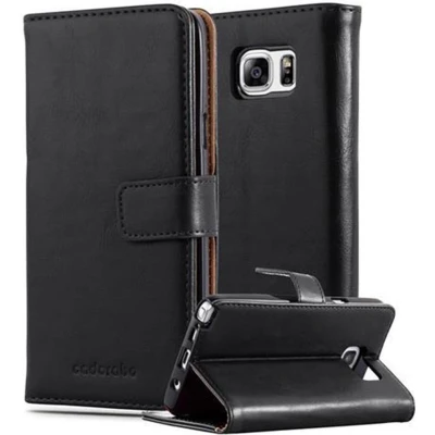 Afbeelding van Cadorabo Hoesje geschikt voor Samsung Galaxy NOTE 5 in ZWART GRAFIET Beschermhoes met magnetische sluiting, standfunctie en kaartvakje Book Case Cover Etui