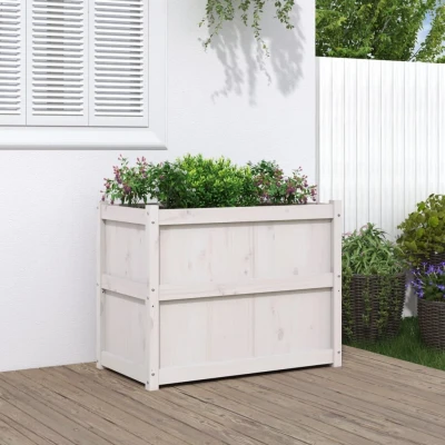 Afbeelding van Plantenbak 90x50x70 cm massief grenenhout wit