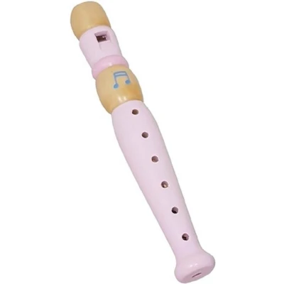 Afbeelding van Blokfluit roze hout speelgoed muziekinstrument