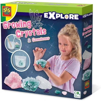Afbeelding van SES Explore kristallen Kweken Groeiende en edelstenen experimenten voor kinderen 3 stenen om van te maken inclusief scheikunde experimenteerset
