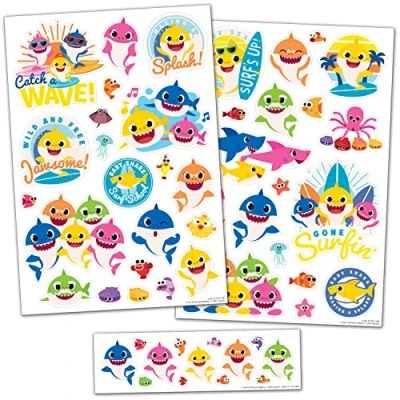 Afbeelding van Baby Shark Vinyl Muurstickers Perfect voor het decoreren van kinderkamers en meubels, transparante randen