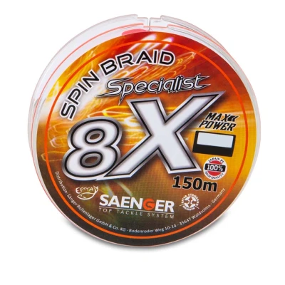 Afbeelding van Saenger 8X Janpan PE Line Fluo Orange 0.14mm (150m) Gevlochten lijn